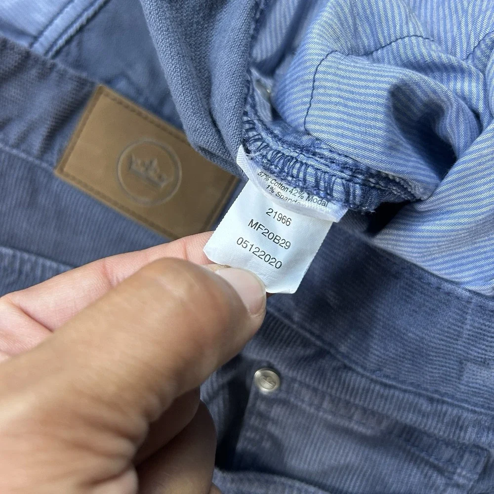 Peter Millar Men 36x31 Superior Soft Blue Corduroy Five-Pocket Pants